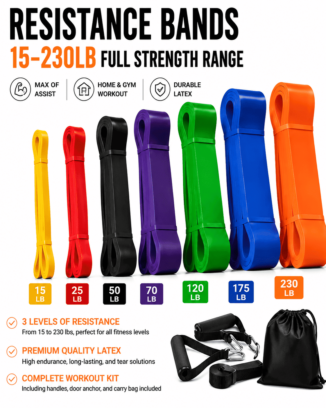Home Gym (11 Pcs) Resistance Bands Set